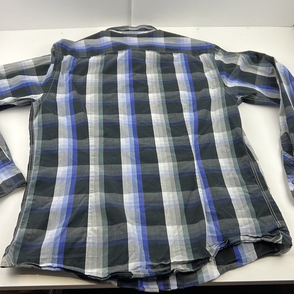 Ted Baker men's black plaid button down shirt size 5 - Picture 2 of 11